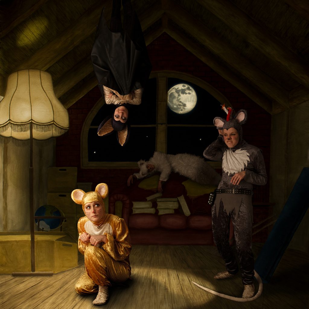 Werbeplakat des Kindertheaterstücks Nachts sind alle Hamster grau